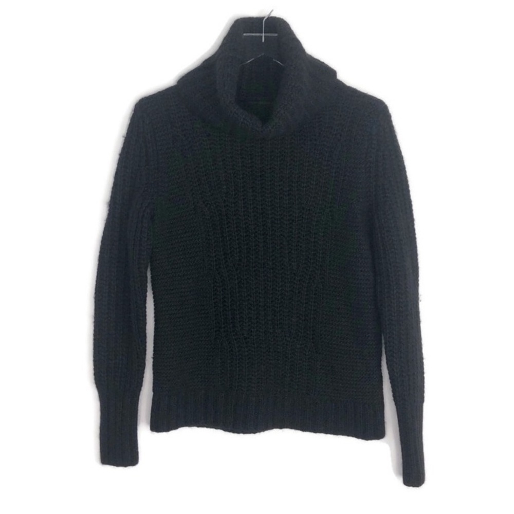 BANANA REPUBLIC Merino Wool Alpaca Blend Chunky Turtleneck Sweater Black Small